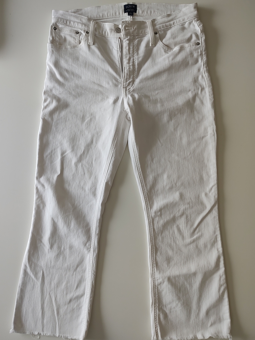 J. Crew Women's Mid Rise Flare Crop White Jeans Size 30